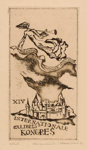 Exlibris by Elvyra Katalina Kriauciunaite from Lithuania for ? ? - City Angel Exlibris Congress 