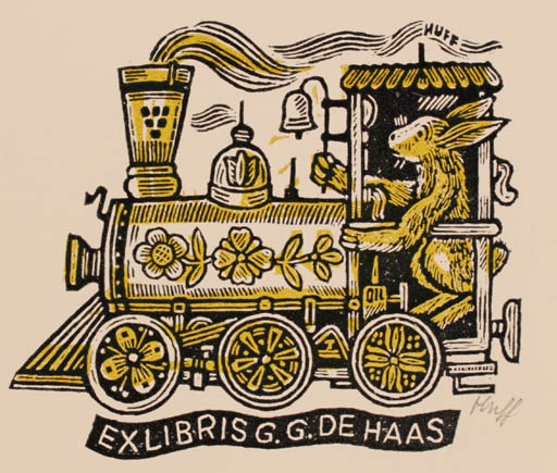 Exlibris by Hermann Huffert from Germany for G. G. de Haas - Train 