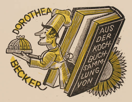 Exlibris by Hermann Huffert from Germany for Dorotea Becker - Book Man 