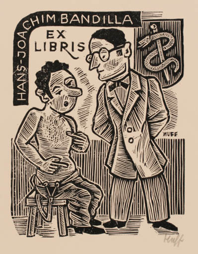 Exlibris by Hermann Huffert from Germany for Hans-Joachim Bandilla - Medicine 