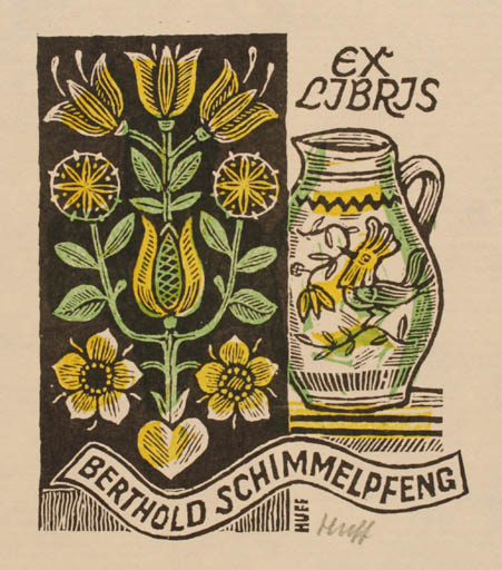 Exlibris by Hermann Huffert from Germany for Berthold Schimmelpfeng - Fauna 