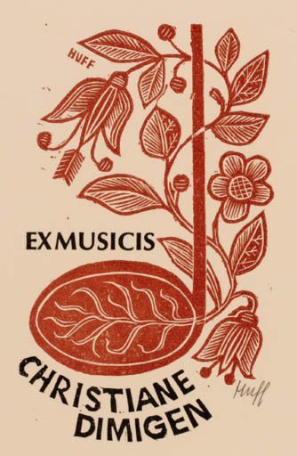 Exlibris by Hermann Huffert from Germany for Christiane Dimigen - Flora 