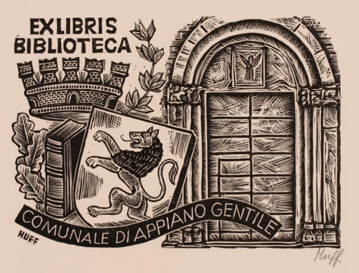 Exlibris by Hermann Huffert from Germany for Biblioteca Comunale di Appiano Gentile - 