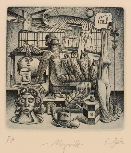 Exlibris by Erhard Beitz from Germany for Galina Lwowa - Surrealism 