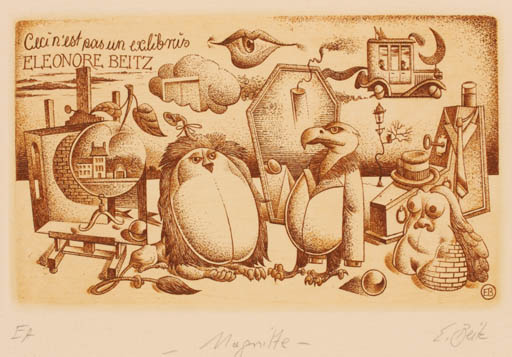 Exlibris by Erhard Beitz from Germany for Eleonora Beitz - Surrealism 