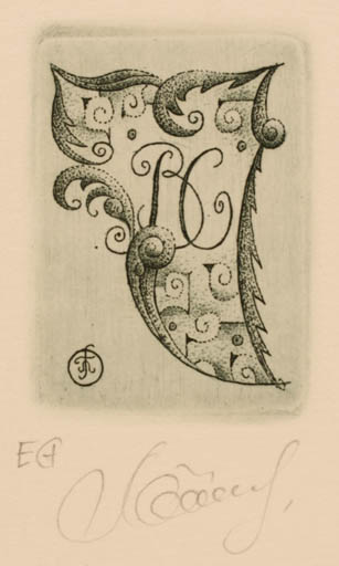 Exlibris by Galina Lwowa from Belorussia for B C - Abstract Monogram 