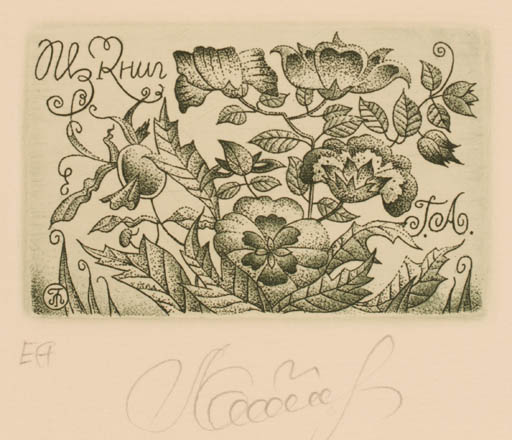 Exlibris by Galina Lwowa from Belorussia for . A. - Flora 