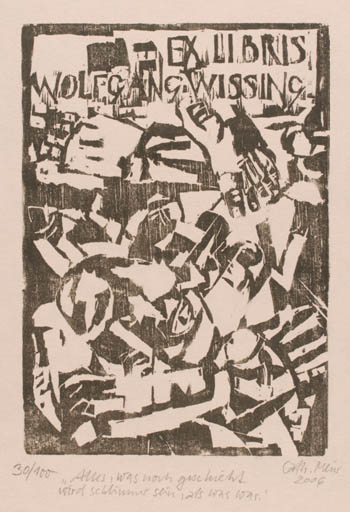 Exlibris by Cathleen Meier from Germany for Wolfgang Wissing - Abstract 