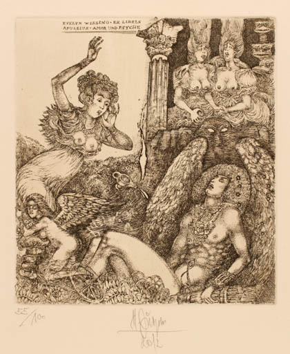 Exlibris by Harry Jürgens from Germany for Evelyn Wissing - Mythology 