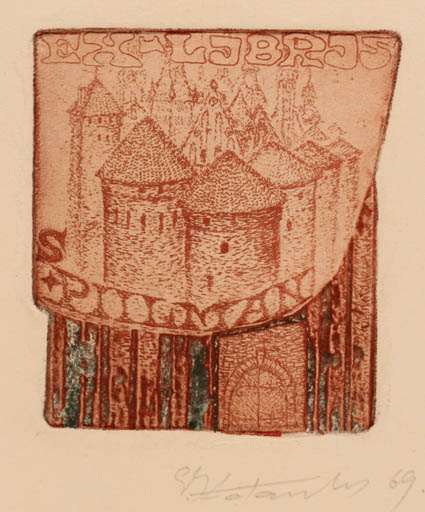 Exlibris by Savinijus Katauskas from Lithuania for Svetlan Piilman - Castle/Palace City 