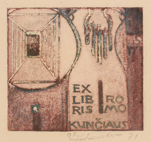 Exlibris by Savinijus Katauskas from Lithuania for Romo Kunciaus - Abstract 