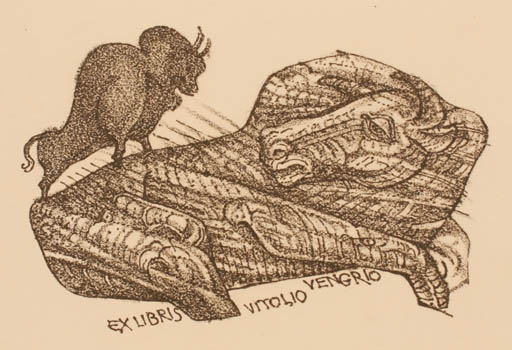 Exlibris by Ramonas Kestutis from Lithuania for Vitolio Vengrio - Fauna 