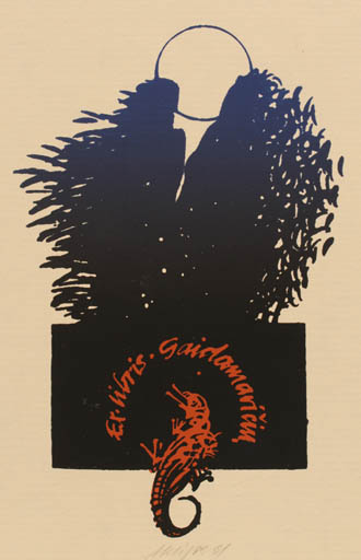 Exlibris by Algis Klisevicius from Lithuania for ? Gaidamariciu - Abstract Fauna 