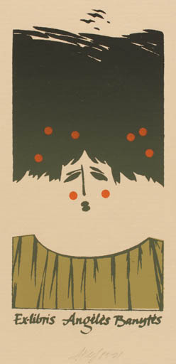 Exlibris by Algis Klisevicius from Lithuania for Angeles Banytes - Woman 