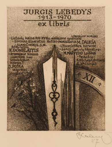 Exlibris by Ieva Labutyte from Lithuania for Jurgis Lebedys - 