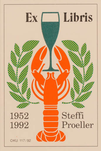 Exlibris by Otto Kuchenbauer from Germany for Steffi Proeller - Fauna 