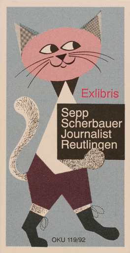 Exlibris by Otto Kuchenbauer from Germany for Sepp Scherbauer - Cat 