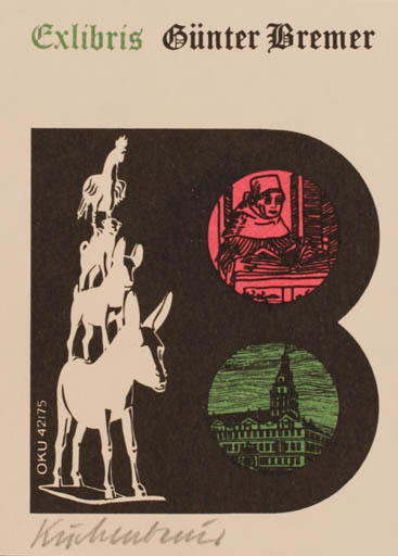 Exlibris by Otto Kuchenbauer from Germany for Guenter Bremer - Fairytale/fable 