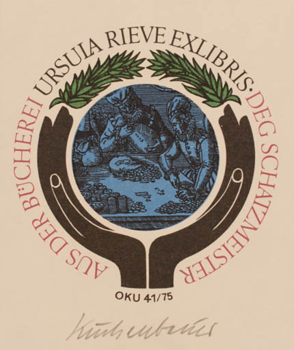 Exlibris by Otto Kuchenbauer from Germany for Ursula Rieve - 