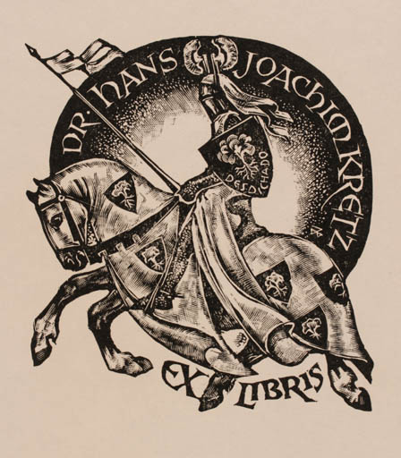 Exlibris by Leslie Benenson from Great Britain for ? ? - Horse Knight 