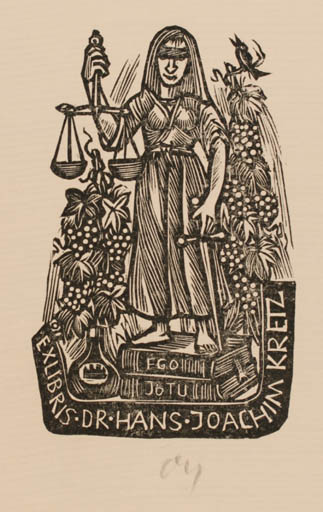 Exlibris by Herbert Off from Germany for ? ? - Law Woman Viking 