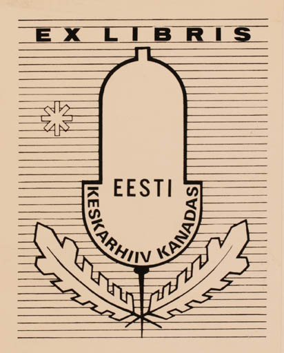 Exlibris by Eric Pehap from Canada for Eesti Keskarhiiv Kanadas - 