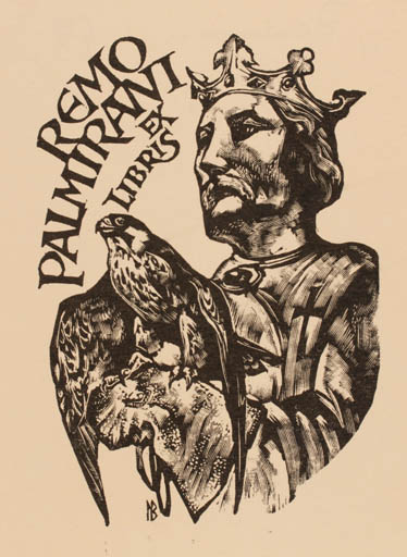 Exlibris by Leslie Benenson from Great Britain for Remo Palmirani - Bird Man Regent/royalty 