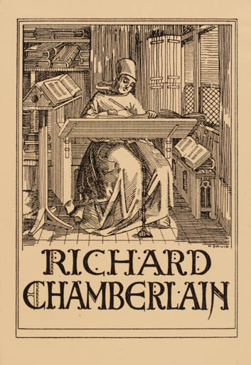 Exlibris by H David from Great Britain for Richard Chamberlain - Book Interior Man 