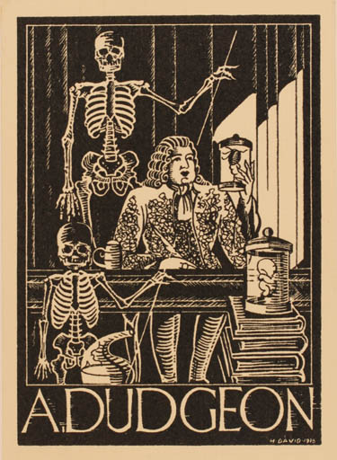 Exlibris by H David from Great Britain for A Dudgeon - Man Science 