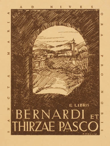 Exlibris by H David from Great Britain for Bernadi et Thirzae Pasco - Scenery/Landscape 