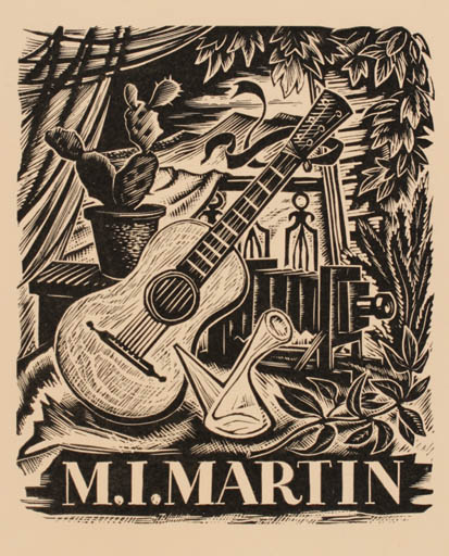 Exlibris by F V Martin from Great Britain for M I Martin - Music 