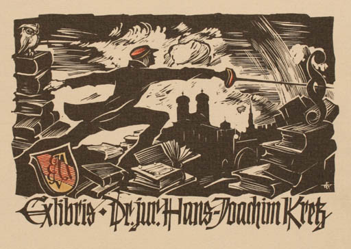 Exlibris by Rudolf Warnecke from Germany for ? ? - Book Law Man 