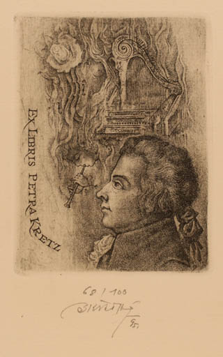 Exlibris by Bohumil Kratky from Czechoslovakia for ? ? - Music Portrait 