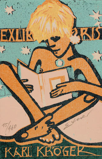 Exlibris by Frank Eissner from Germany for Karl Fridrich Kröger - Book Woman 