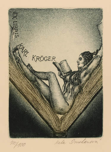 Exlibris by Katarina Smetanova from Slovak Republic for Karl Fridrich Kröger - Book Woman 