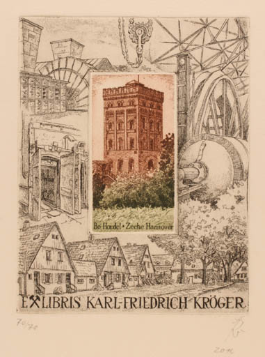 Exlibris by Andreas Raub from Germany for Karl Fridrich Kröger - Working City 