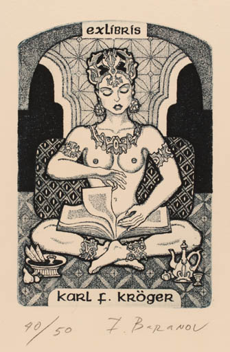 Exlibris by Igor Baranov from Russia for Karl Fridrich Kröger - Book Woman Oriental 