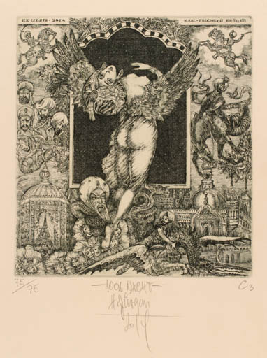 Exlibris by Harry Jürgens from Germany for Karl Fridrich Kröger - Fairytale/fable 