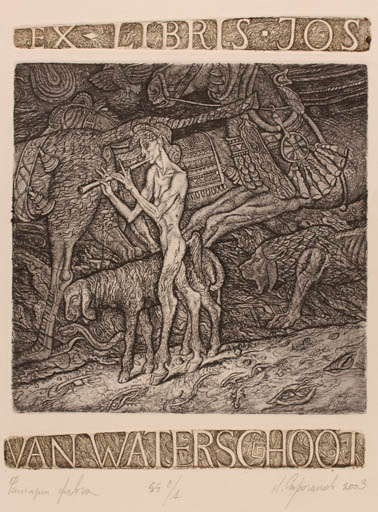 Exlibris by Leonid Stroganov from Russia for ? van Waterschoot - Fairytale/fable 