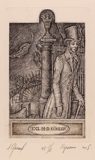 Exlibris by Leonid Stroganov from Russia for Dr. Hans-Dieter Köhler - Man 