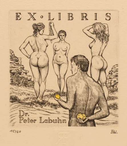 Exlibris by Rolf Fleischmann from Germany for Dr. Peter Labuhn - Mythology 