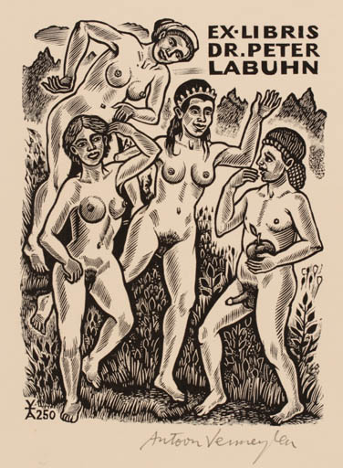 Exlibris by Antoon Vermeylen from Belgium for Dr. Peter Labuhn - Mythology Nude 