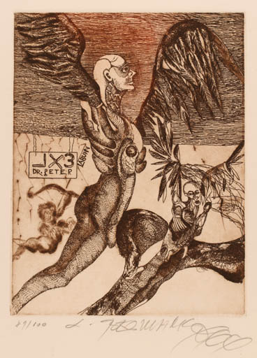 Exlibris by Leo Bednarik from Slovenia for Dr. Peter Labuhn - Mythology 