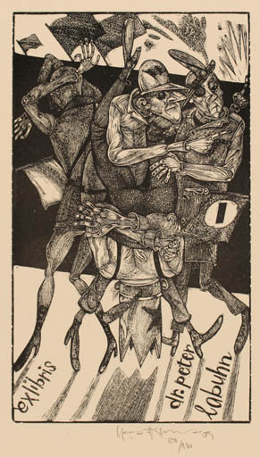 Exlibris by Karl Georg Hirsch from Germany for Dr. Peter Labuhn - Drama Group 