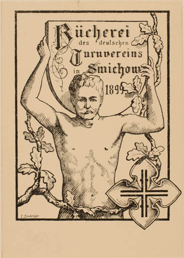 Exlibris by F. Simbriger from Czech Republic for ? Turuverein in Smichow - Jugend Man 
