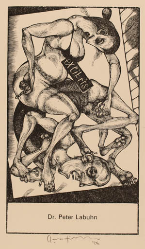 Exlibris by Karl Georg Hirsch from Germany for Dr. Peter Labuhn - Drama Couple 