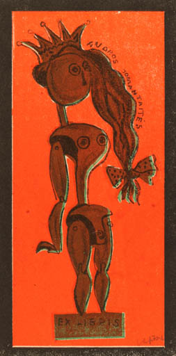 Exlibris by V. Antanavicius from Lithuania for Andros Jomantaités - Woman 