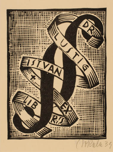 Exlibris by E. Sokele from Czech Republic for Dr. Istvan Lustig - Law 