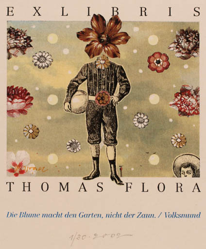 Exlibris by Peter Israel from Germany for Thomas Flora - Flower Man 