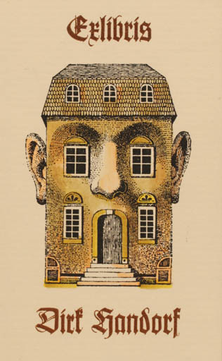 Exlibris by Peter Israel from Germany for Dirf Handorf - Portrait Surrealism 